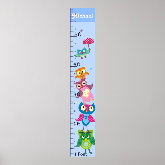 Personalised owls Growth Chart (Front)