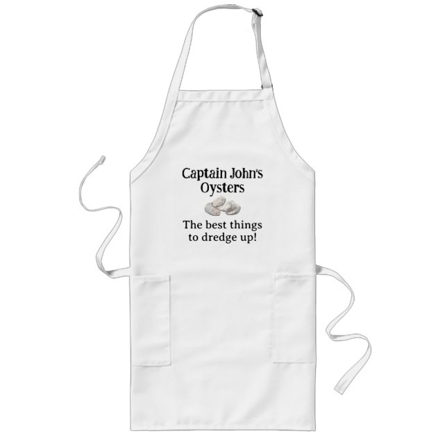 Personalised Oyster Fisherman's Long Apron (Front)