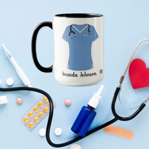 Personalised PA Physician Assistant Blue Scrubs Mug