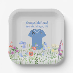 Personalised PA Physician Assistant Blue Scrubs Paper Plate
