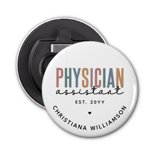 Personalised PA Physician Assistant Graduation Bottle Opener (Front)