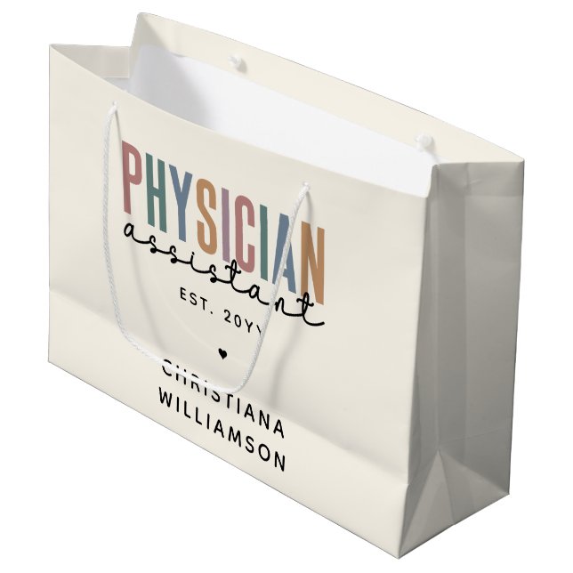Personalised PA Physician Assistant Graduation Large Gift Bag (Front Angled)