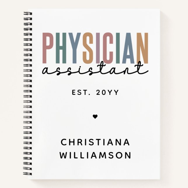 Personalised PA Physician Assistant Graduation Notebook (Front)