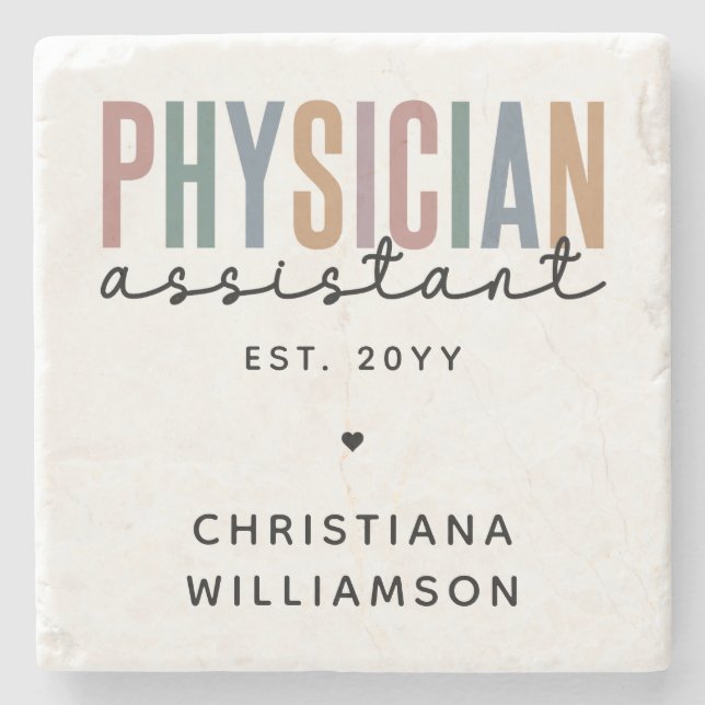 Personalised PA Physician Assistant Graduation Stone Coaster (Front)