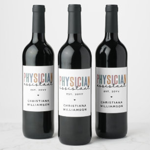 Personalised PA Physician Assistant Graduation Wine Label