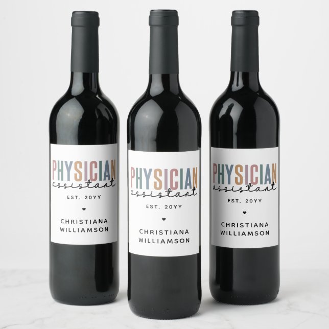 Personalised PA Physician Assistant Graduation Wine Label (Bottles)