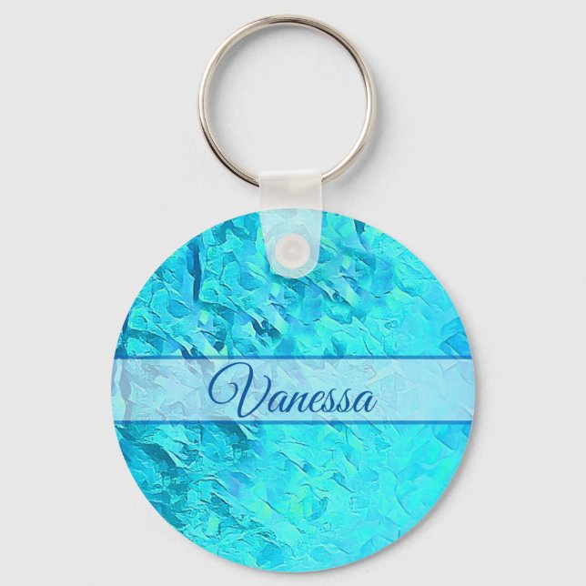 Personalised Pacific Blue Name  Keychain (Front)