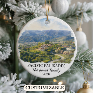 Personalised Pacific Palisades, California Ceramic Tree Decoration