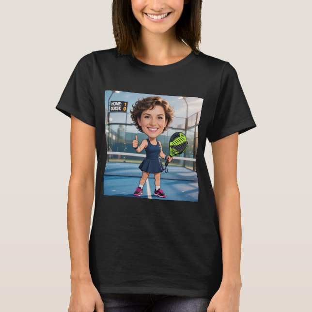 Personalised Paddle Player Head Caricature   T-Shirt (Front)