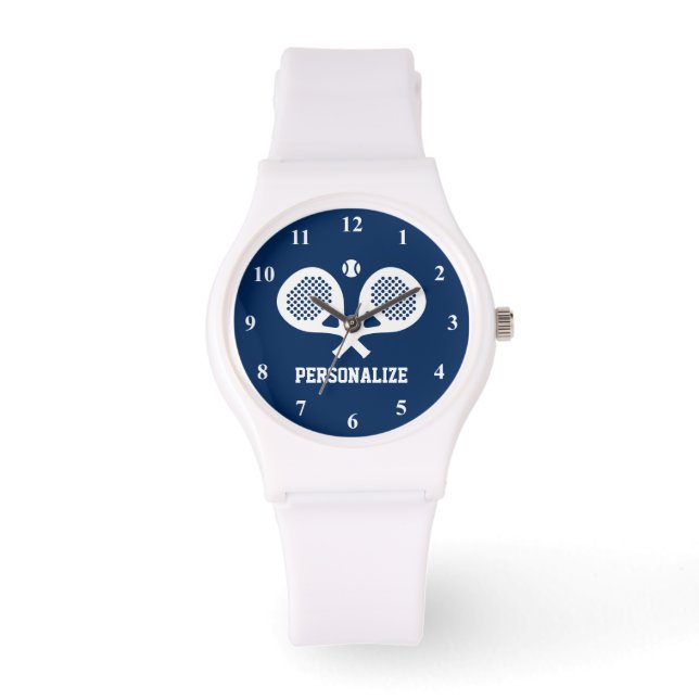 Personalised padel tennis racket silicon sports watch (Front)