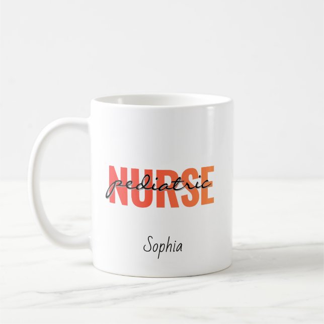 Personalised Paediatrics Nurse Name Coffee Mug (Left)
