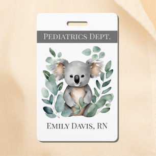 Personalised Paediatrics Nurse Name Koala Bear ID Badge
