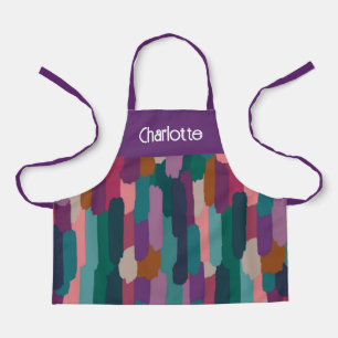 Personalised Paint Brushstrokes Purple Kid's Art Apron