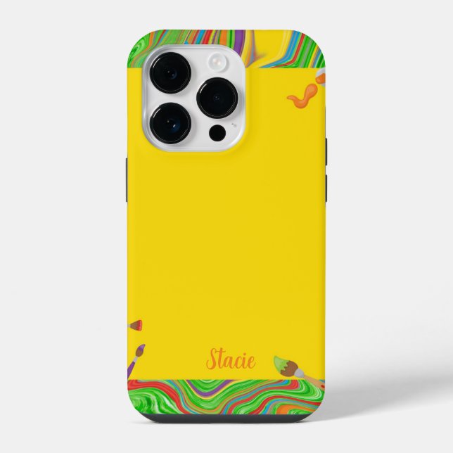 Personalised Paint Colourful Swirls iPhone Case (Back)