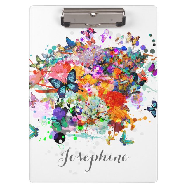 Personalised Paint splash Butterflies clipboard (Front)