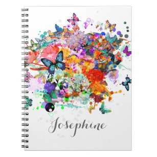 Personalised Paint splash Butterflies Pop Art Notebook