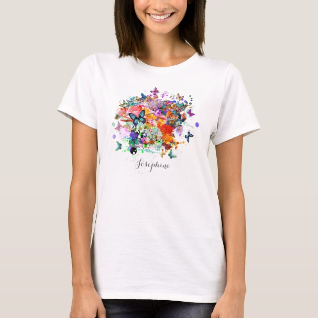 Personalised Paint splash Butterflies Pop Art T-Shirt (Front)