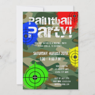 Personalised paintball party invitations