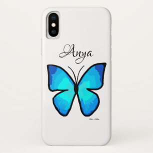 Personalised Painted Blue Butterfly iPhone X Case