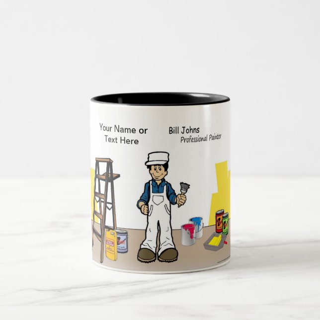 Personalised Painter - Male Cartoon Two-Tone Coffee Mug (Center)