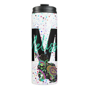 Personalised Paisley cat and butterfly Thermal Tum Tumbler