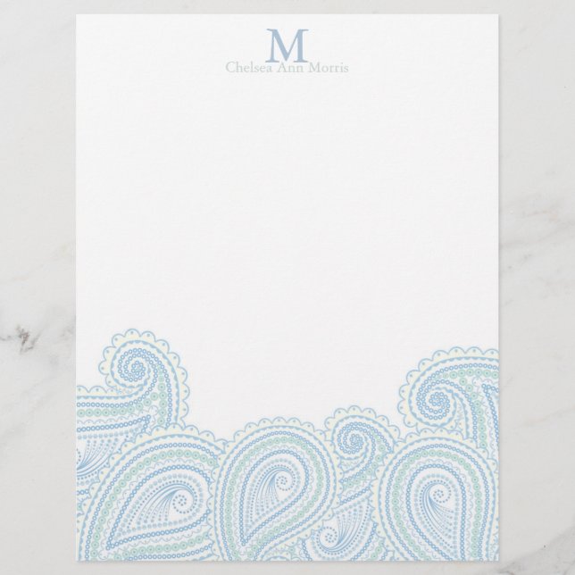 Personalised Paisley Waves Stationary (Front)