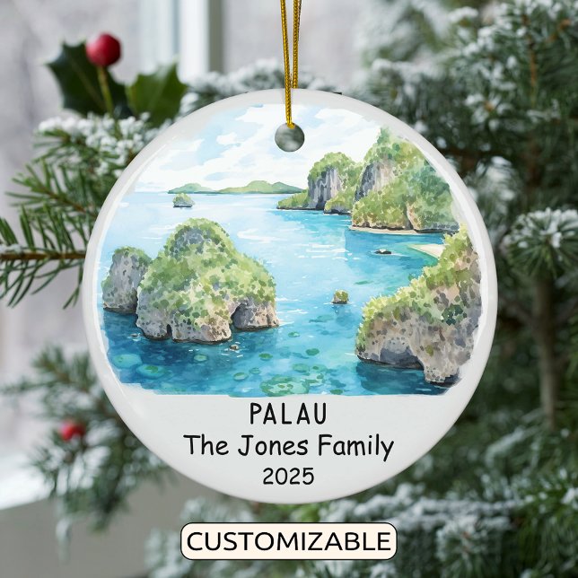 Personalised Palau Ornament, Oceania Ceramic Tree Decoration (Creator Uploaded)