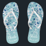 Personalised Pale Blue Floral Bridesmaid Flip Flops<br><div class="desc">Gift your bridal party with this pair of trendy flip flops that will be in use long after you say "I do"! They are an update of the classic pair, and totally appropriate for hitting the streets in. These stylish flip flops can be personalised to your liking. Add complementary text...</div>