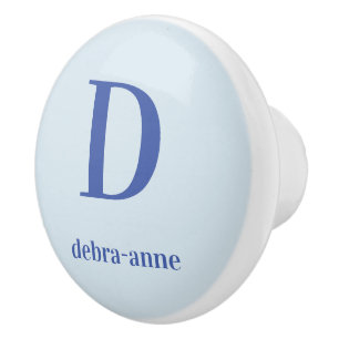 Personalised Pale Blue Knob with Dark Blue Text