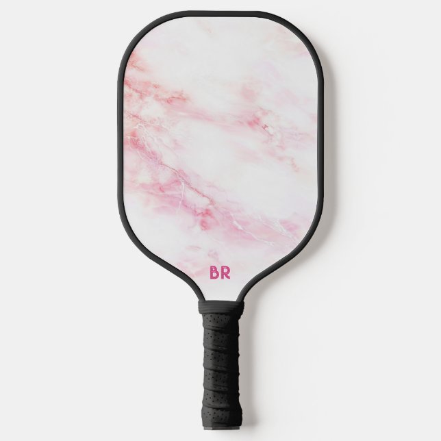 Personalised Pale Pink Marble Texture Pickleball Paddle (Front)