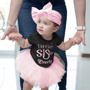 Personalised Pale Pink on Black Little Sister Toddler T-Shirt