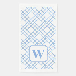 Personalised Palm Beach Blue Lattice Monogram Napkin