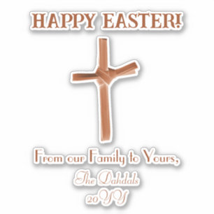 Personalised Palm Cross Happy Easter Earthy White
