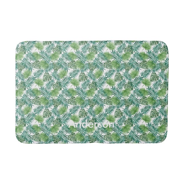 Personalised Palm tree Beach girly Bath Mat (Front)