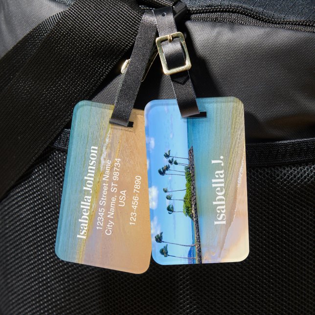 Personalised Palm Tree Sandy Beach Luggage Tag (Creator Uploaded)