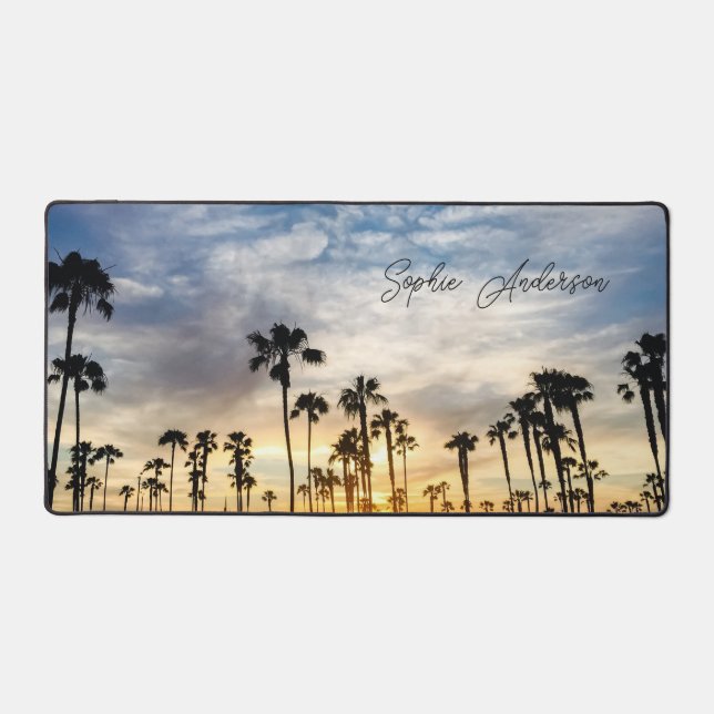 Personalised Palm Tree Sunset Desk Mat (Front)