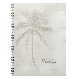 Personalised Palm Tree Taupe Notebook