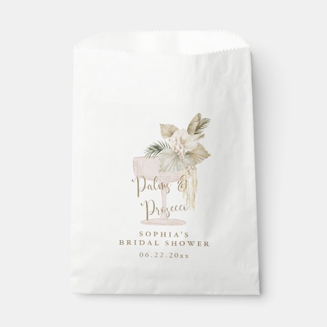 Personalised Palms and Prosecco bridal Favour Bags (Front)