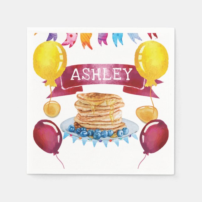 Personalised Pancake and Pyjamas Birthday Napkin (Front)
