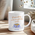 Personalised Pancake Lovers Mug Fun Breakfast Art<br><div class="desc">Start your day with a smile with this personalised pancake-themed mug, perfect for breakfast enthusiasts and brunch lovers. Featuring a charming hand-drawn stack of pancakes dripping with syrup and paired with warm orange and vibrant blue hues, this design is both playful and stylish. Ideal for coffee, tea, or hot chocolate,...</div>