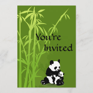 Personalised Panda Bear, Bamboo Baby Shower Invite