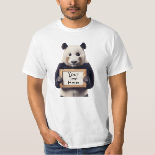 Personalised Panda Bear Holding Sign  T-Shirt