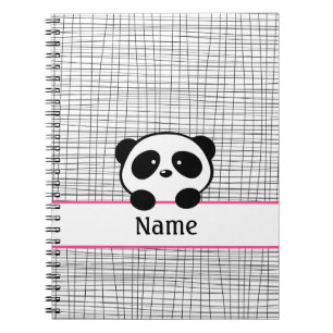 Personalised Panda Bear Pink Black Notebook