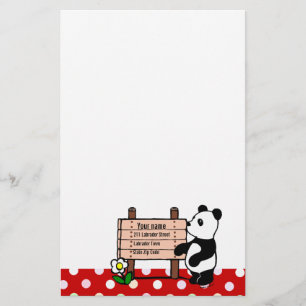 Personalised Panda Cartoon and Polka Dots Stationery