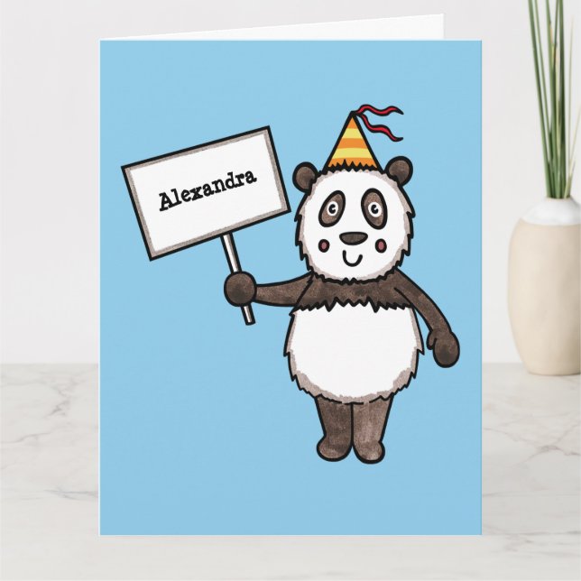 Personalised Panda Party Kid's Birthday Card (Front)