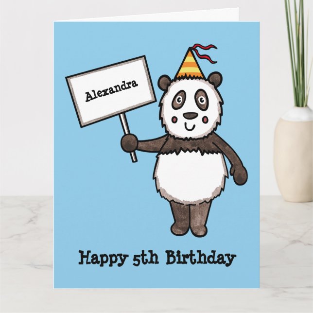 Personalised Panda Party Kid's Birthday Card (Front)