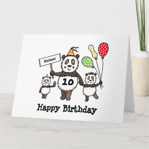 Personalised Panda Party Kid's Birthday Card