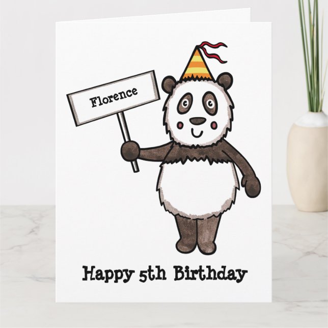 Personalised Panda Party Kid's Birthday Card (Front)