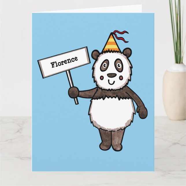 Personalised Panda Party Kid's Birthday Card (Front)