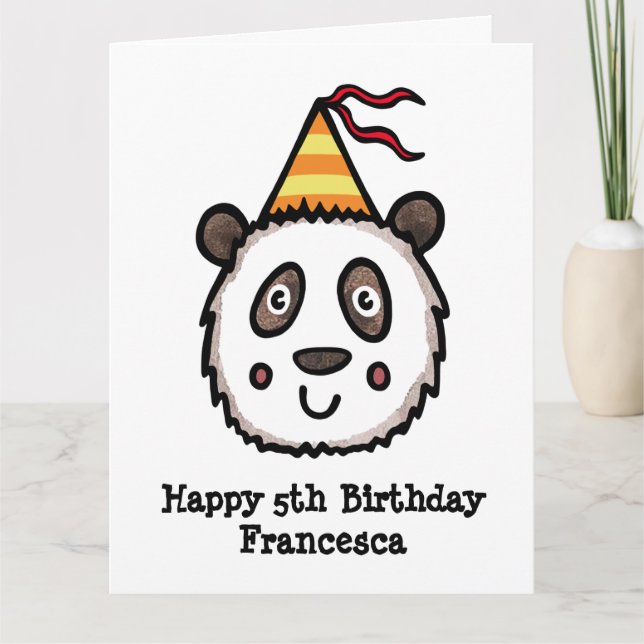 Personalised Panda Party Kid's Birthday Card (Front)
